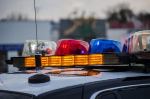 Lights on top of police car