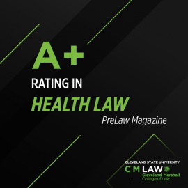 A+ Rating in Health Law - PreLaw Magazine on black background