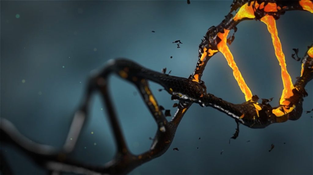 image of DNA appearing to be on fire