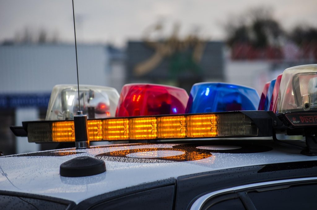 Lights on top of police car